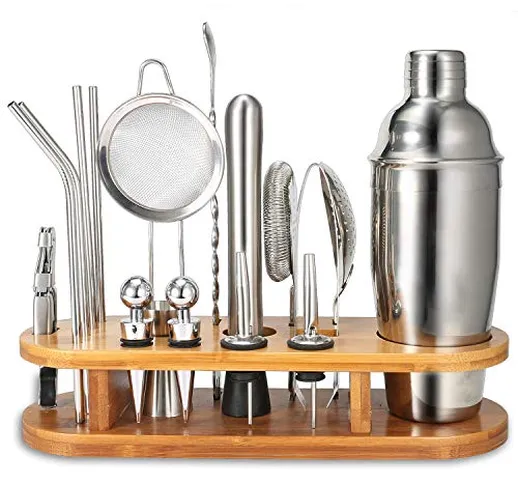 Tenflyer Cocktail Shaker Set, 18 Pezzi Kit da Barman in Acciaio Inox,Set di Strumenti Bar,...