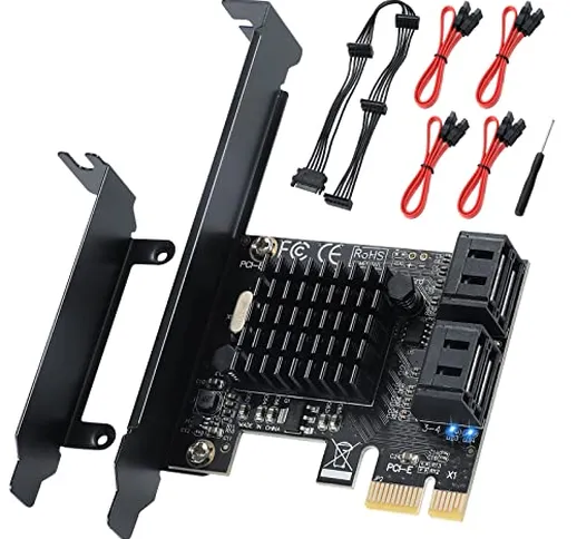 Scheda ACTIMED a 4 porte SATA, scheda controller SATA PCIE, controller SATA 3.0 6G/bps con...