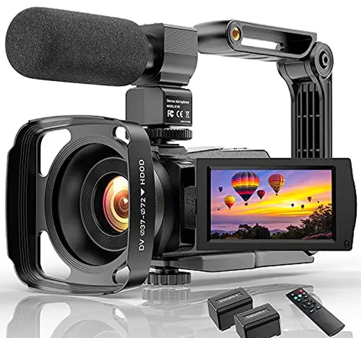 Videocamera con microfono Videocamera Vlogging da 48 MP per YouTube Zoom 16X 3.0"Touchscre...