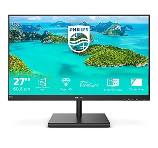 Philips Monitor Gaming 275E1S Monitor, 27" IPS, AMD Freesync, Quad HD 2560 x 1440, 75 Hz,...