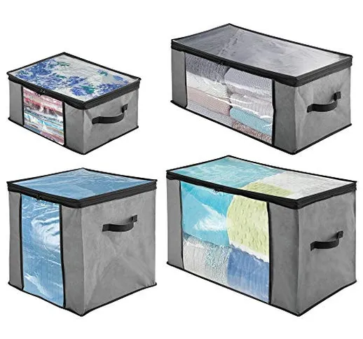 mDesign Set da 4 Scatole per armadi con cerniere e finestre – Scatole contenitori in plast...