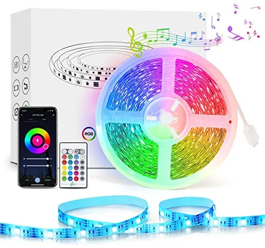 Striscia LED WiFi, Etersky 5M Alexa Smart LED Striscia con Musica, Striscia LED RGB 5050 c...