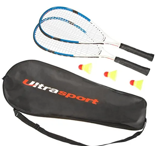Ultrasport Set Fastball Turbo-Badminton, set Badminton con 2 racchette e 3 volani, set Spe...