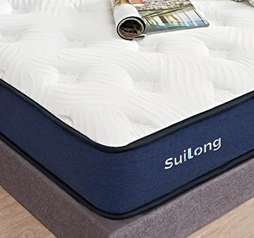 SuiLong Materasso Molle insacchettate Memory Foam in Gel Fresco, 5 Zone Ortopedico Ergonom...