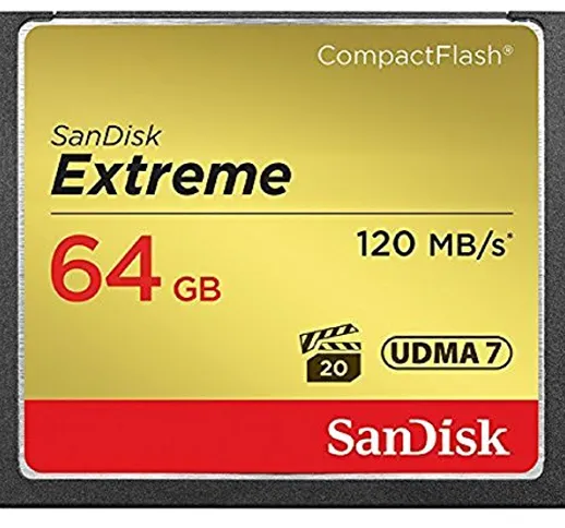 SanDisk SDCFXSB-064G-FFP Extreme CompactFlash Scheda di Memoria 64GB UDMA-7 120MB/S [Imbal...