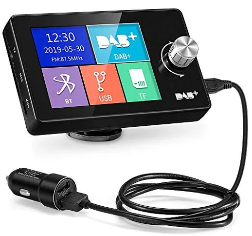 [2.8"Display colorato per auto DAB+Adattatore radio portatile Radio digitale Bluetooth Tra...