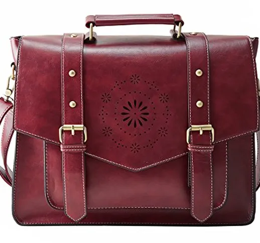 ECOSUSI Borsa Tracolla Donna Borsa Messenger Donna per Laptop 14'' Borsa Vintage per Lavor...