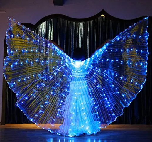 KT Mall Belly Dance LED Ali di Iside Glow Light Up con Bastoni di Danza Fata Apertura di D...