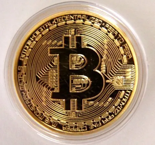 .999 Fine Gold Bitcoin Commemorative Round Collectors Coin - Bit Coin is Gold Plated Coppe...