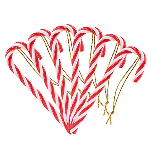 Naler 12PCS plastica Albero di Natale Rosso e Bianco Candy Cane Hanging Wall Home Party De...