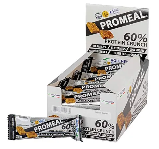 Volchem Promeal Protein Crunch 60% Barretta Proteica, Low Sugar, Gusto Cacao - Pacco da 20...