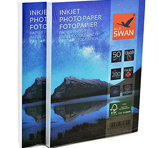 100 fogli carta fotografica 13x18 cm 200g alta brillantezza impermeabile su un lato (13x18...