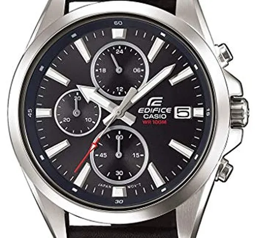 Casio EDIFICE Orologio, Robusta Cassa in Acciaio Inox, 10 BAR, Nero, Uomo con Cinturino in...