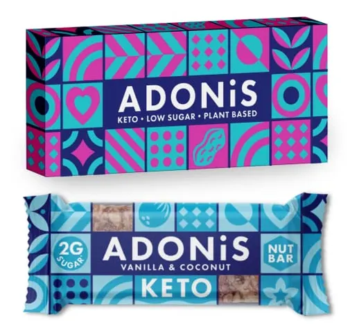 Adonis KETO Nut Bar - Barrette Croccanti a Basso Contenuto di Zucchero con le Mandorle e V...