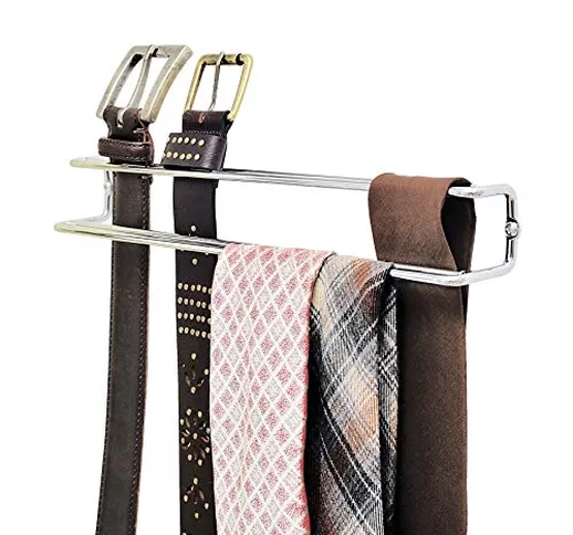 Wenko 5970100 Porta cravatte e cinghia - dentro l'armadio per vestiti, Metallo Cromo, 36 x...