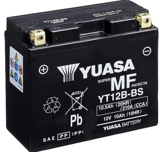 Batteria Yuasa YT12B-BS, 12 V/10 AH (dimensioni: 150 x 69 x 130) per Aprilia Sportcity 200...