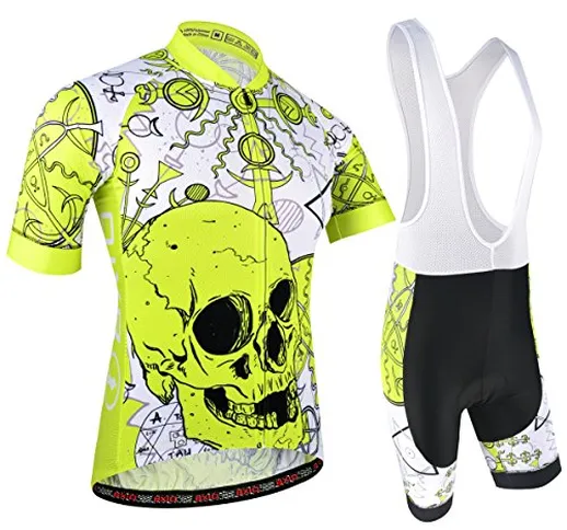 BXIO Completo Ciclismo Uomo, Abbigliamento Ciclismo Set con Pantaloncini Corti Imbottiti T...