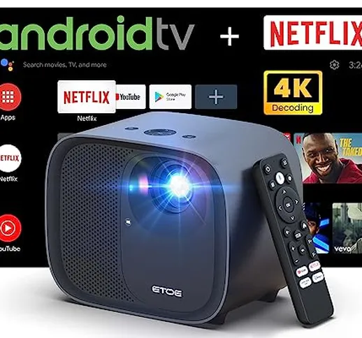 Proiettore FHD nativo 1080P, proiettore 4K con certificazione Netflix, Android TV 10.0, 50...