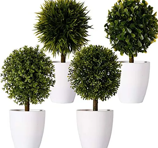 FagusHome 8" Piante Artificiali Bosso Artificiale in Vaso Topiaria Albero a Forma di Palla...