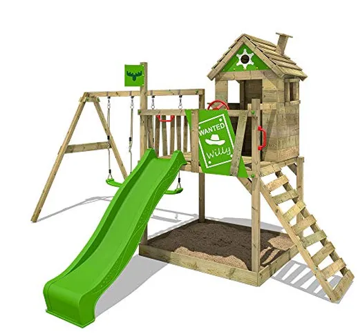 FATMOOSE Parco giochi in legno RockyRanch Roll XXL Giochi da giardino con altalena SuperSw...