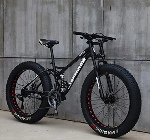 XHJZ Mountain Bike, 24" 26 Pollici Fat Tire Hardtail Mountain Bike, Sospensione Doppia Tel...