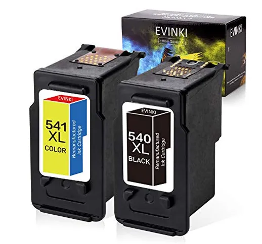 Evinki - Cartuccia rigenerata di ricambio per stampante Canon 540XL 541XL PG-540XL CL-541X...