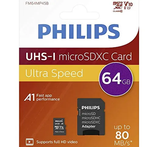 Philips scheda micro, SDXC 64GB Classe 10 con adattatore