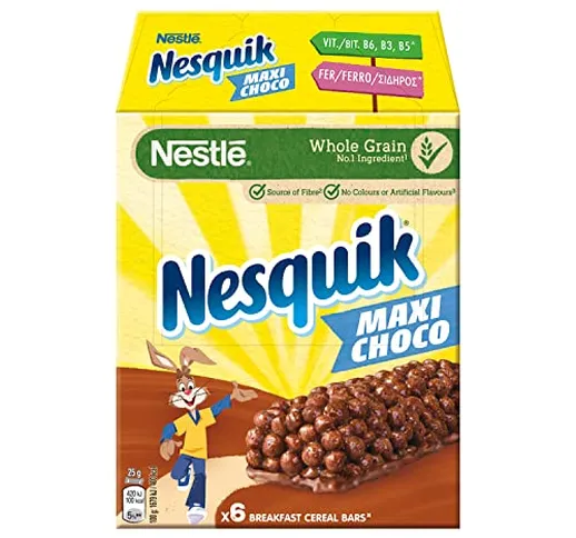 Nesquik Cereali Barrette di Cereali al Cioccolato e al Latte, 6 x 25g