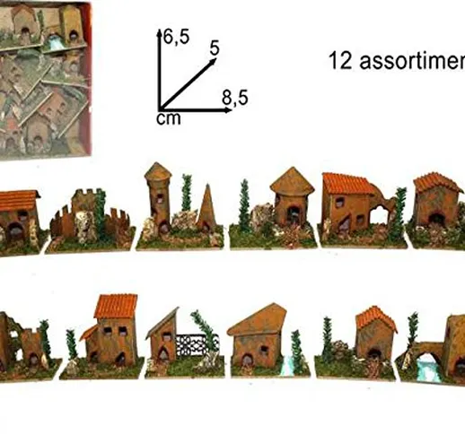 SET 12 CASE CASETTE CASOLARI ALBERO DI NATALE ADDOBBO PRESEPE #AG17