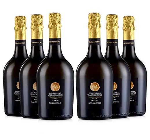 SAN MARTINO VINI Prosecco Superiore DOCG Valdobbiadene, Confezione 6 Bottiglie Vino Prosec...