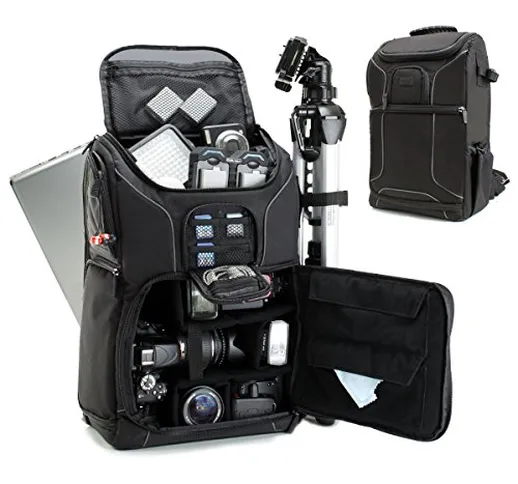 USA Gear Zaino Fotografico Professionale, Borsa per Fotocamera, Custodia per SLR con Scomp...
