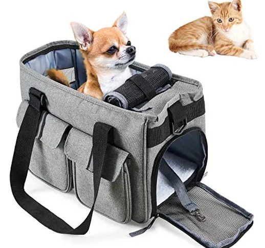 HAPPY HACHI Borsa da Viaggio Pieghevole Trasportino Morbido per Cani Gatti Trasporto Conve...