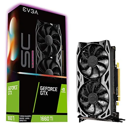 EVGA GeForce GTX 1660 Ti SC ULTRA GAMING, 06G-P4-1667-KR, 6GB GDDR6, Dual Fan, Metal Backp...