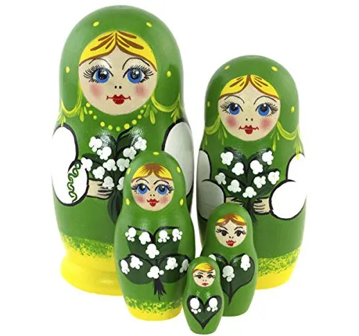 Azhna Bambola di nonning, 5 pezzi, 10,5 cm, collezione Souvenir Matryoshka, dipinta a mano...