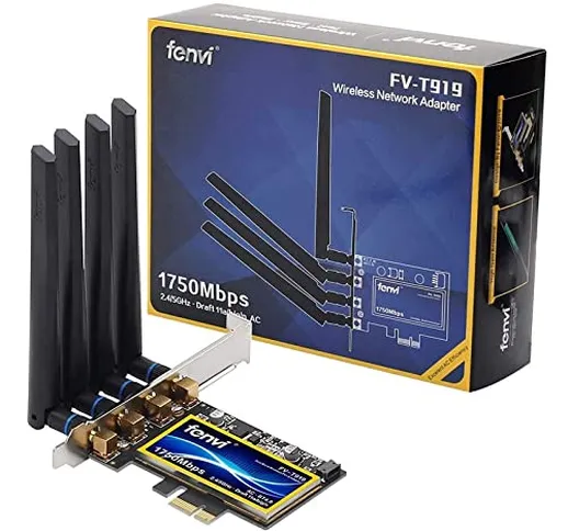 MQUPIN - Scheda di rete wireless Fenvi T919 PCIE, AC, Bluetooth 4.0, BCM94360CD, adattator...