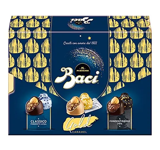 BACI PERUGINA Cioccolatini Assortiti Classico, Gold e Fondentissimo 70% Scatola 225g