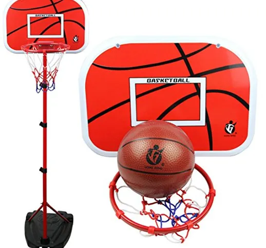 ZUJI Canestro da Basket per Bambini, con Pompa ad Aria, Altezza Regolabile 105 - 200 cm