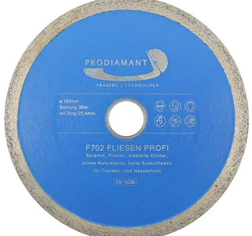 PRODIAMANT - Disco da taglio diamantato professionale "Prorim", 180 mm x 30/25,4 mm, non s...