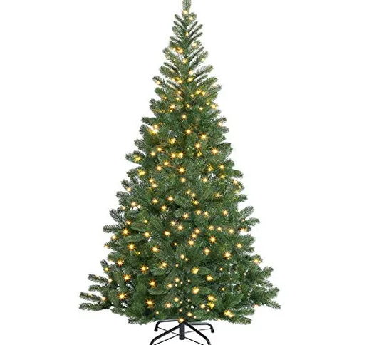 Casaria Albero di Natale 140 cm luci LED Abete Nobile Pino Artificiale folto con Supporto...