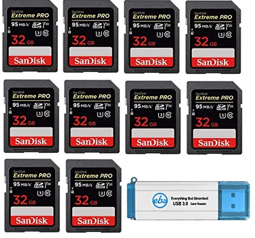 SanDisk 32GB (Ten Pack) SD HC Extreme Pro Memory Card for Digital DSLR Camera SDHC 4K V30...