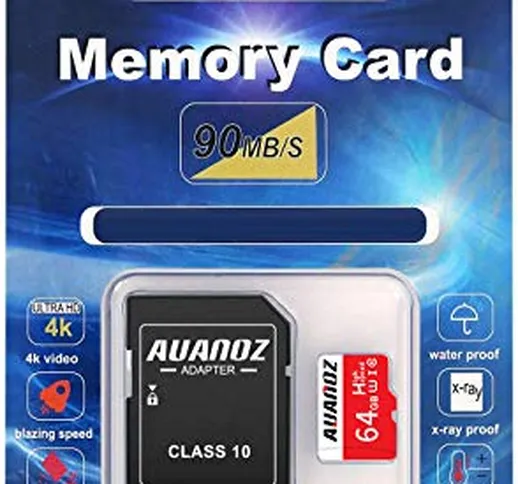 Scheda Di Memoria TF Da 64 GB, Auanoz Ultra Class 10 Scheda Di Alta Velocità Memoria per T...
