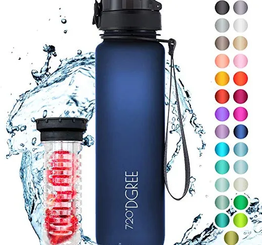 720°DGREE Bottiglia d'Acqua “uberBottle“ - 1 litro +Infusore, Tritan Senza-BPA, Prova di P...