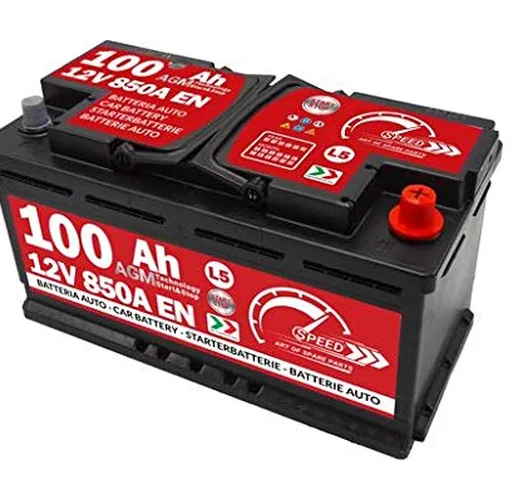 Batteria Auto Speed 100Ah AGM 850A con polo positivo a destra per motori Start&Stop
