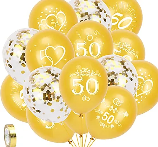 HOWAF 35pcs 50 Anniversario Matrimonio Palloncini per Nozze d'Oro Decorazioni, 50 Anni Pal...