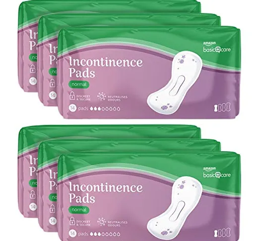 Amazon Basic Care Assorbenti normali per incontinenza, 6 confezioni da 14 (84 assorbenti)