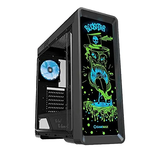 GAMEMAX Rockstar Black Case ATX PC Gaming 0.50MM SPCC 3*USB3.0/2.0 Ventola RGB 12V 4-Pin F...