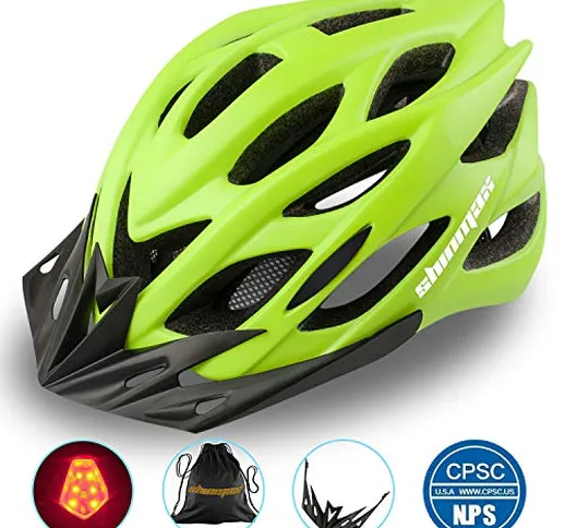 Shinmax Casco Bici con Luce a LED,Casco da Montagna da Strada Specializzato Regolabile Cer...