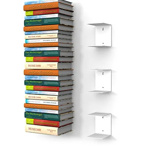 home3000 - 3 Mensole libreria grande, invisibili, colore: Bianco, con 6 scomparti, altezza...