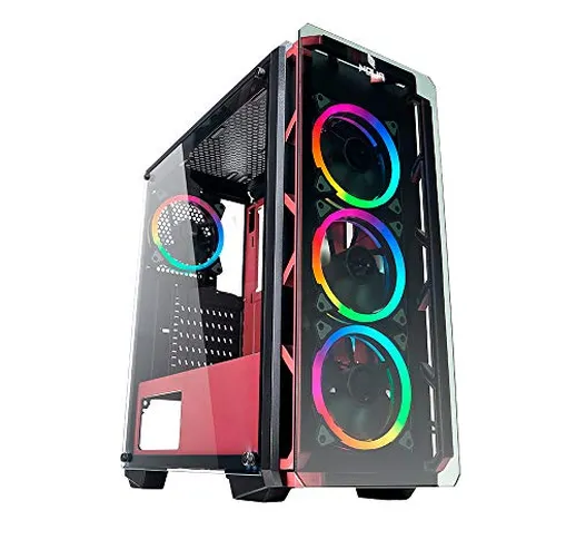 Noua Cool G2 Rosa Case ATX PC Gaming 0.60MM SPCC 4 Ventole Dual Halo RGB Rainbow 5V 3Pin A...