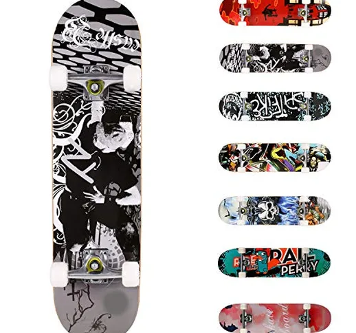 WeSkate Completo Skateboard per Principianti, 31’’ x 8’’ 7 Strati di Acero Double Kick Dec...